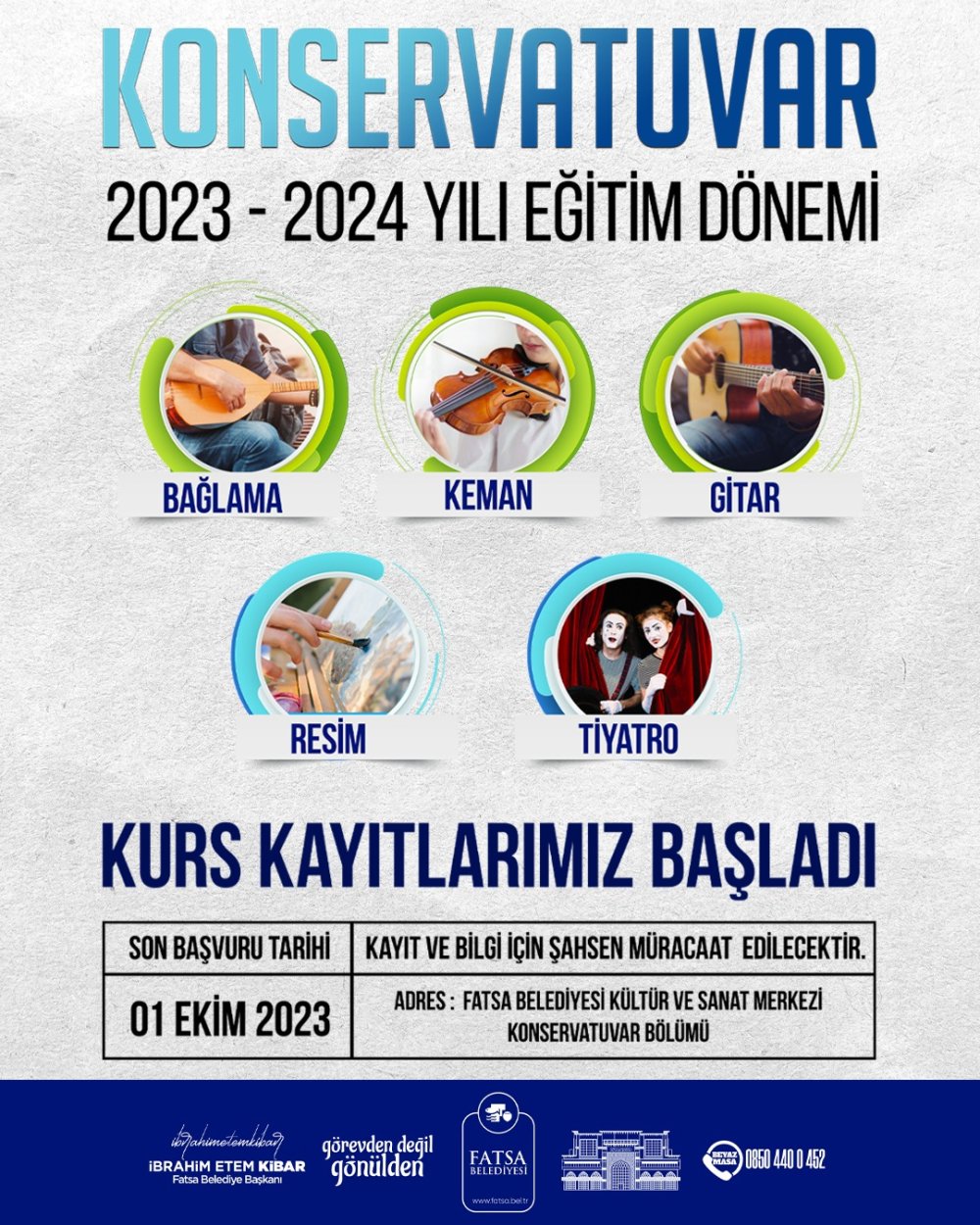 FATSA BELEDİYESİ KONSERVATUVAR EĞİTİMLERİ̇ BAŞLIYOR