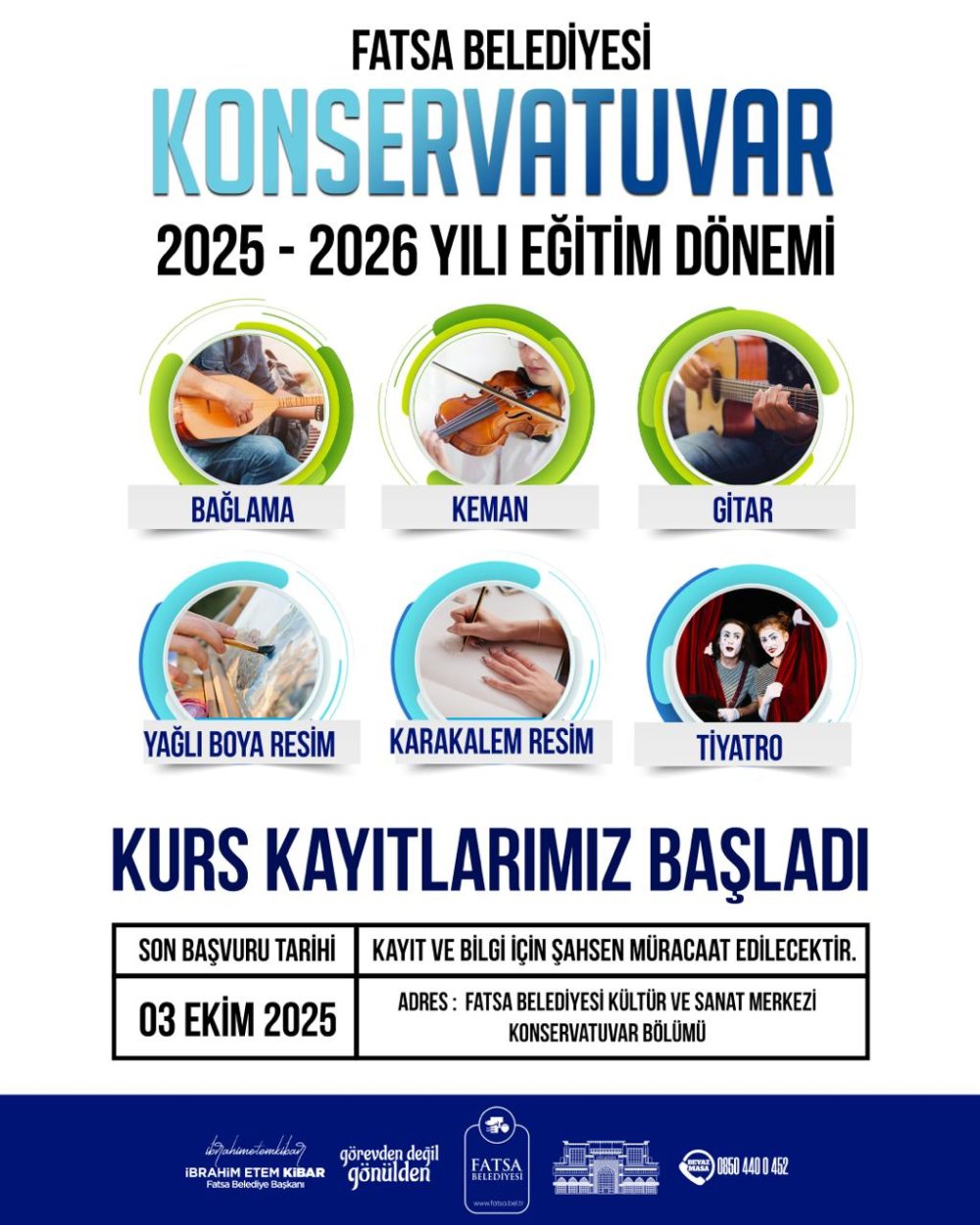 FATSA BELEDİYESİ KONSERVATUVARINDA YENİ DÖNEM KURS KAYITLARI BAŞLADI